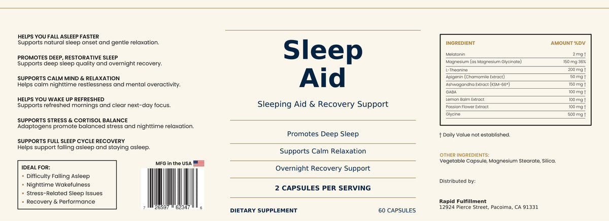 Sleep Aid Supplement – Melatonin, L-Theanine & Magnesium