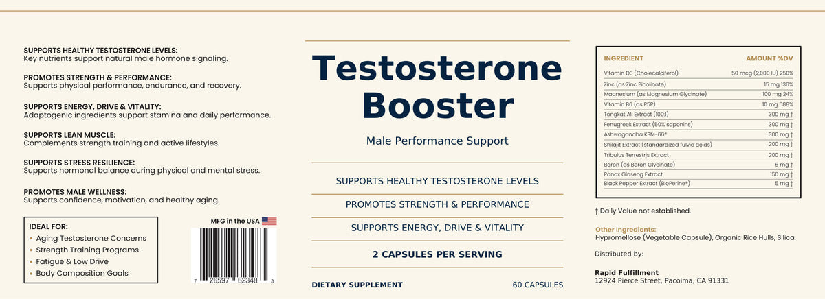 Rapid Health Labs Testosterone Booster – 60 Capsules