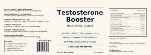 Rapid Health Labs Testosterone Booster – 60 Capsules